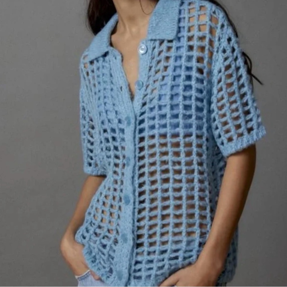 URBAN OUTFITTERS BDG Osaka Open-Knit Polo Sweater